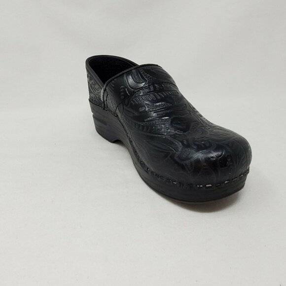 Dansko 'Professional' Black Leather Embossed Clogs - Women's EU 36 US 5.5-6 - Picture 2 of 12